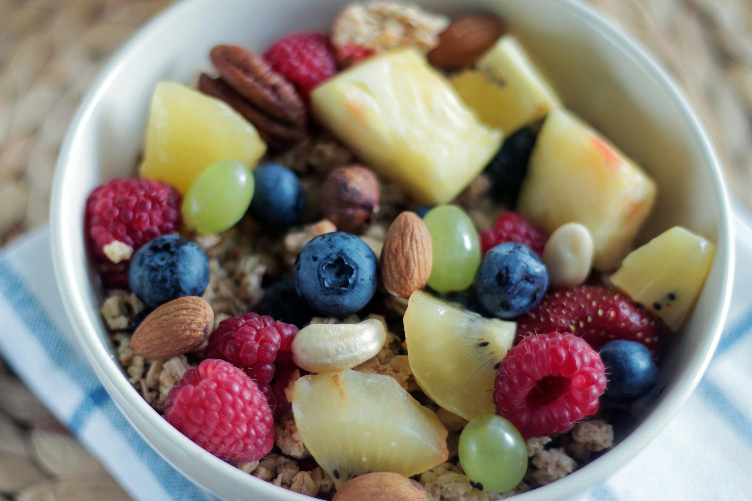 Bowl of healthy fruit and granola